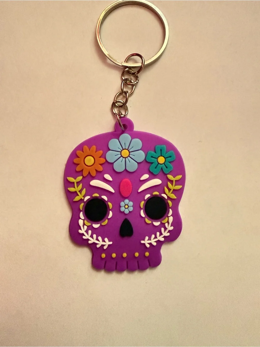 Día de Muertos Mexican colorful skull Calavera keychain SKU2578